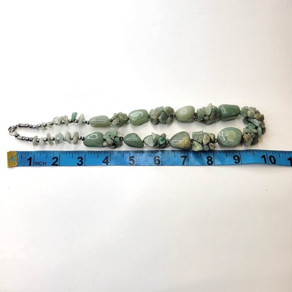 Green Necklace with Green Beads and Irregular Chip Stones - Picture 8 of 8
